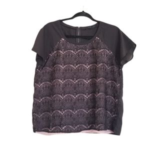Forever 21 Black Lace-Front Top Size L